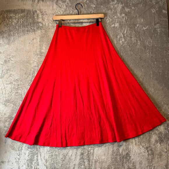 Peruvian Connection Pima Cotton Flared Skirt In Red Size Medium - Picture 6 of 6